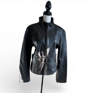 Siena Studio Women’s 100% Leather Brown Jacket Fitted Jacket, Size XL